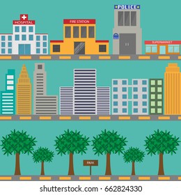 City life, vector illustration.