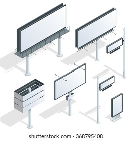 City Light Billboard. Flat 3d Vector Isometric Illustration.