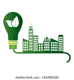 city light bulb energy eco friendly environment vector illustration