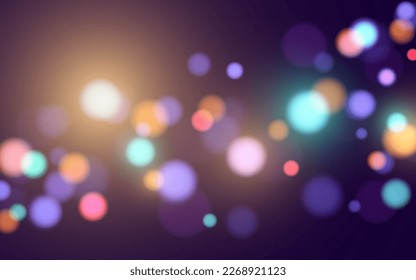 Luces de la ciudad de fondo abstracto del bokeh nocturno, Vector eps 10 ilustración de partículas de bokeh, decoración de fondo