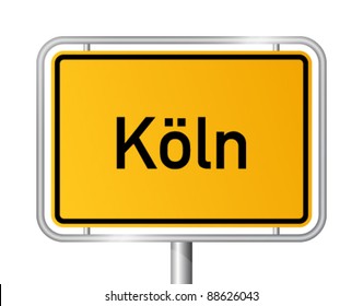 City limit sign COLOGNE / KÖLN against white background - federal state of North Rhine Westphalia / Nordrhein Westfalen - vector illustration