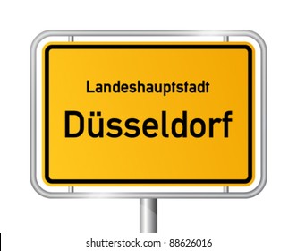 City limit sign DUSSELDORF / DÜSSELDORF against white background - federal state of North Rhine Westphalia / Nordrhein Westfalen - vector illustration