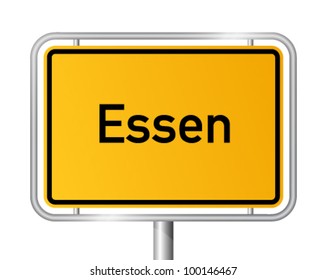 City limit sign ESSEN against white background - North Rhine Westphalia, Nordrhein Westfalen, Germany