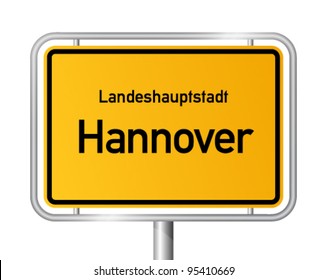 City limit sign HANNOVER (Hanover) against white background - capital of the federal state Lower Saxony - Niedersachsen, Germany