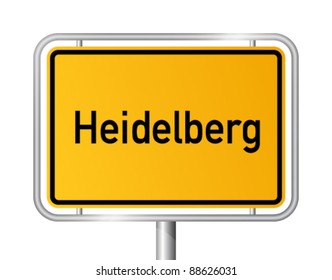 City limit sign HEIDELBERG against white background - federal state of Baden Wuerttemberg - vector illustration