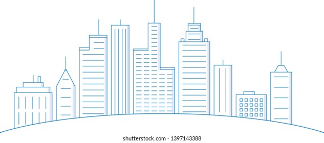 City Line Art Simple Illustration Vector