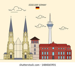 Düsseldorf City Line art , Vector Art 