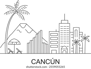 Cancún City Line Draw Simple minimalist