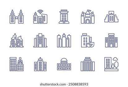 City line icon set. Editable stroke. Vector illustration. Containing city, kennyattainternationalconferencecentre, castle, smartcity, company, urbanity, skyscraper.