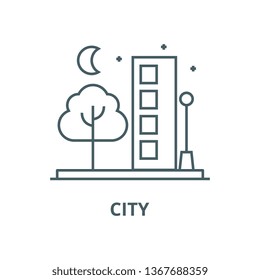 City line icon, vector. City outline sign, concept symbol, flat illustration