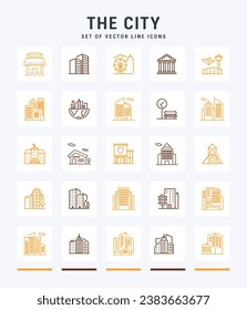 The City line icons. Trendy stroke signs for website, apps and UI. Premium set of line icons. Outline isolated signs.