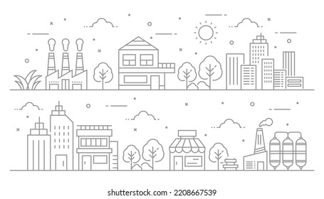 City line illustration design. Illustration city in line style