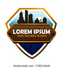 City line logo cartoon in vector