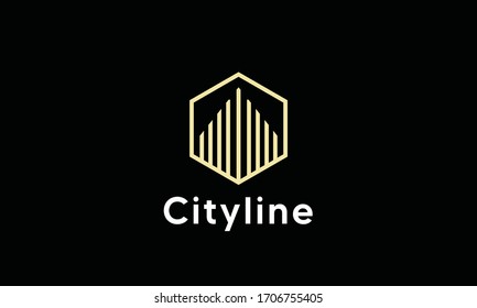 Vector de diseño del logotipo de la línea de la ciudad. símbolo de apartamento e icono de arquitectura para la empresa.