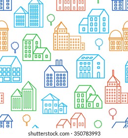 City Line seamless background.  Linear town 