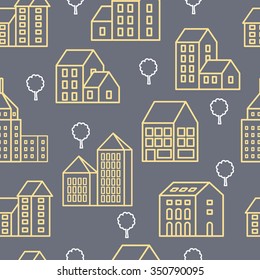 City Line seamless background.  Linear town