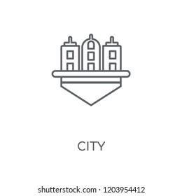 City linear icon. City concept stroke symbol design. Thin graphic elements vector illustration, outline pattern on a white background, eps 10.