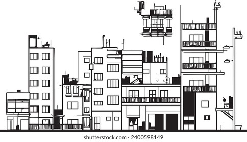City Living Apartment Vector black and white only Simpl (1)