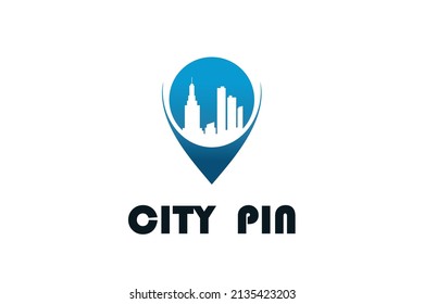 Plantilla vectorial de diseño de localizador de ciudad. Mapa de clavijas vector. Vector de diseño de iconos GPS. Simple diseño limpio GPS locator logo vector.