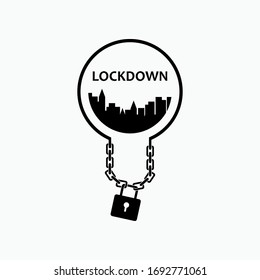 City Lockdown Icon. Closing Area Symbol. Mass Quarantine Sign - Vector.