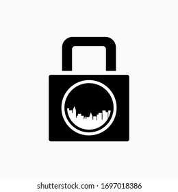 
City Lockdown Icon. Closing Area Symbol. Mass Quarantine Sign - Vector.