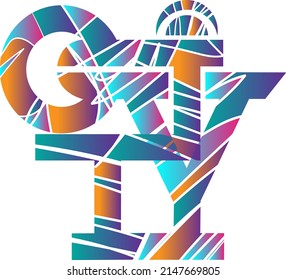 logotipo de la ciudad símbolos de diseño abstracto coloreados