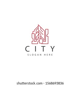 city logo with abstract city shapes such as digital lines makes it interesting and the colors are bright making this design unique, simple.