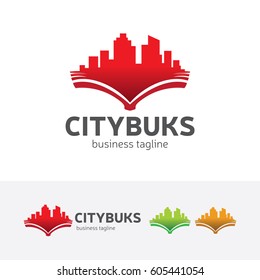 City logo design. Knowledge, Cityscape and Town. Education, Architecture and Library logo concept. Vector logo template