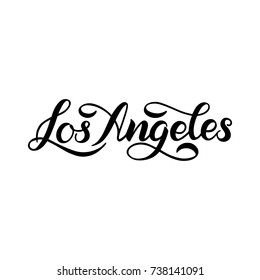 City logo isolated on white. Black label or logotype. Vintage badge calligraphy in grunge style. Great for t-shirts or poster. Los Angeles, USA, America