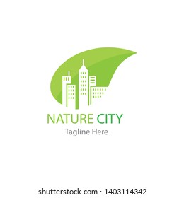 city logo with leaf vector 