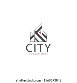 city logo with a luxurious city shape and a combination of thick lines and triangles make it attractive and simple colors make this design unique, simple.