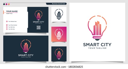 City logo with modern creative symbol style and business card design template, Premium Vector