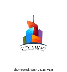 City logo with real estate design vector, Landscape icon