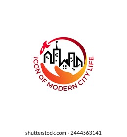 City logo and rocket design combination, modern city icons
