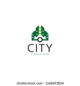 city logo with the shape of the city like the camera below which makes it attractive and natural colors make this design unique, simple.