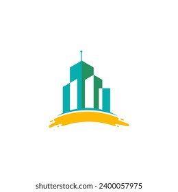 City logo with simple, building icon template, simple style