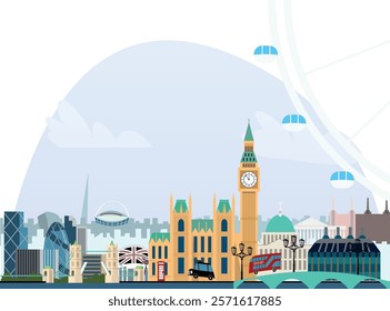 City of London - Big Ben, river , bridges, and tourist attractions