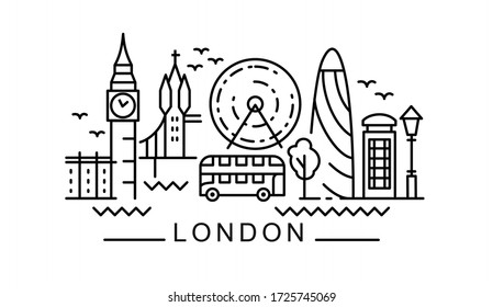 city of London in outline style on white 