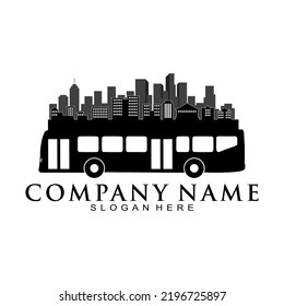 City long bus illustration vector logo
