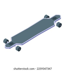 City longboard icon isometric vector. Retro board. Wheel skate