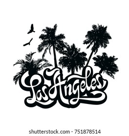City Los Angeles, California. Hand drawn lettering