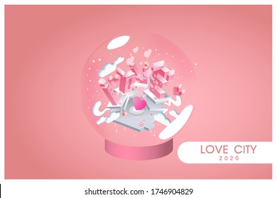 The city of love that has so much love spread love Pink vector illustration