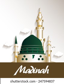 City of Madinah Saudi Arabia Famous Buildings. Editable Vector Illustration