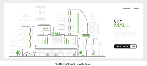 City mall - modern thin line design style vector banner