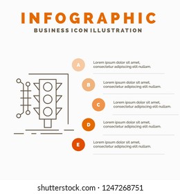 City, management, monitoring, smart, traffic Infographics Template for Website and Presentation. Line Gray icon with Orange infographic style vector illustration