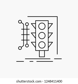 City, Management, Monitoring, Smart, Traffic Line Icon. Vector Isolated Illustration