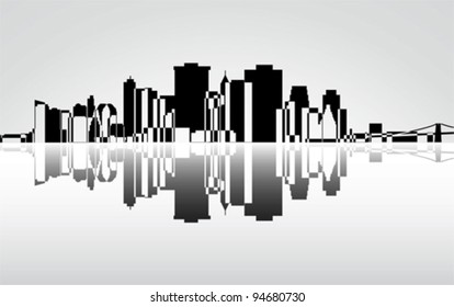 City Manhattan panorama, vector