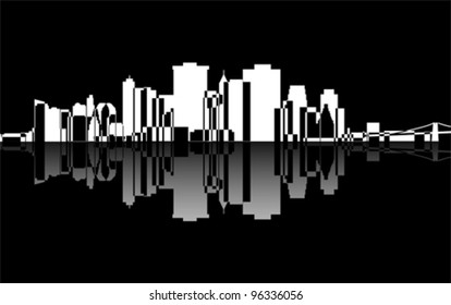 City Manhattan panorama, vector
