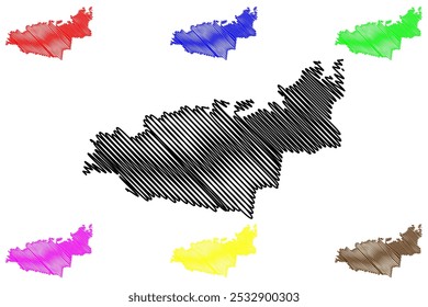 Cidade de Manningham (Comunidade da Austrália, estado de Victoria, Vic) mapa ilustração vetorial, rabiscar esboço Mapa de Manningham