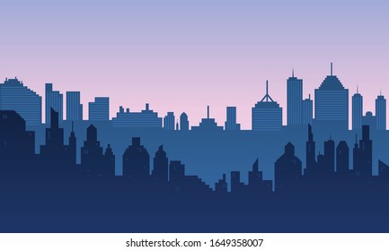City with many apartment and shooping mall